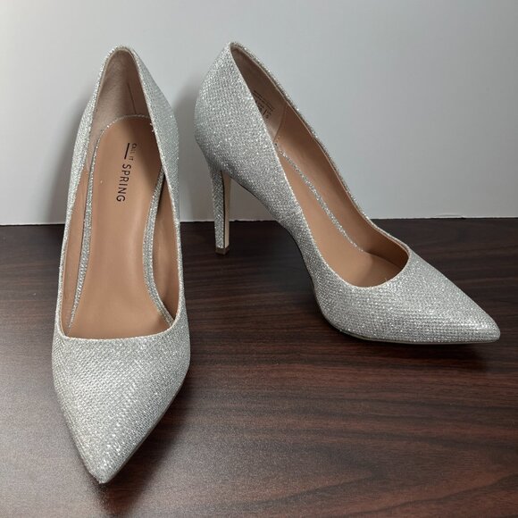Call it Spring Women's Sparkly Silver Shimmery Pumps Heels Size 7.5 - Picture 5 of 9